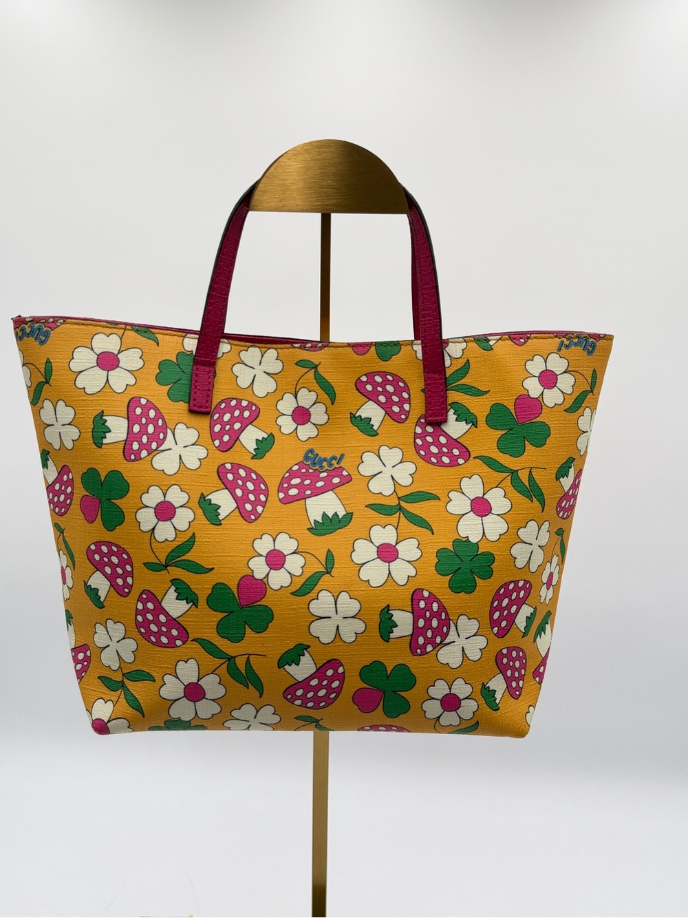 Gucci Strawberry Floral Mini Tote Bag w/ Authentic Dust Bag